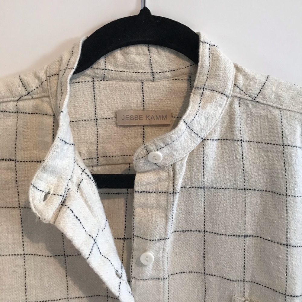 Jesse Kamm Classic Button Down in Ivory Windowpane